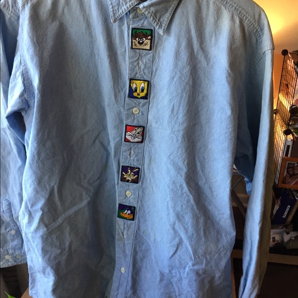 90’s looney tunes vintage denim button down - Picture 2 of 5